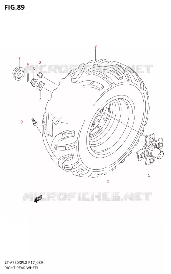 ROUE ARRIERE DROITEA750XPZL2 P17) Suzuki QUAD 750 KINGQUAD 2012  LT-A750XP L2/LT-A750XPZ L2 (P17,P24)