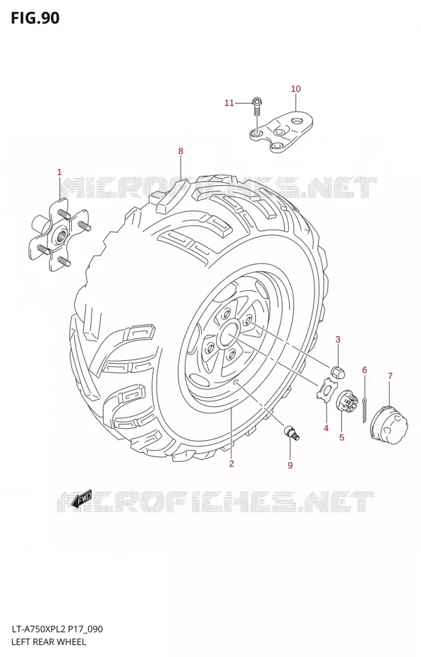 ROUE ARRIERE GAUCHEA750XPL2 P17) Suzuki QUAD 750 KINGQUAD 2012  LT-A750XP L2/LT-A750XPZ L2 (P17,P24)