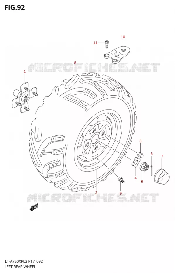 ROUE ARRIERE GAUCHEA750XPZL2 P17) Suzuki QUAD 750 KINGQUAD 2012  LT-A750XP L2/LT-A750XPZ L2 (P17,P24)