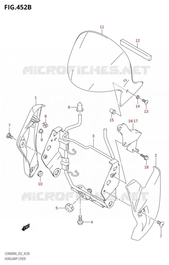 COUVERCLE DE PHARE Suzuki MOTO 600 GSR 2006  GSR600K6(E19)