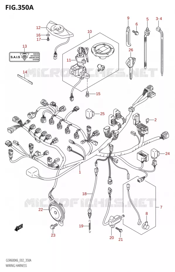 FAISCEAU ELECTRIQUE00,GSR600U) Suzuki MOTO 600 GSR 2006  GSR600K6(E19)