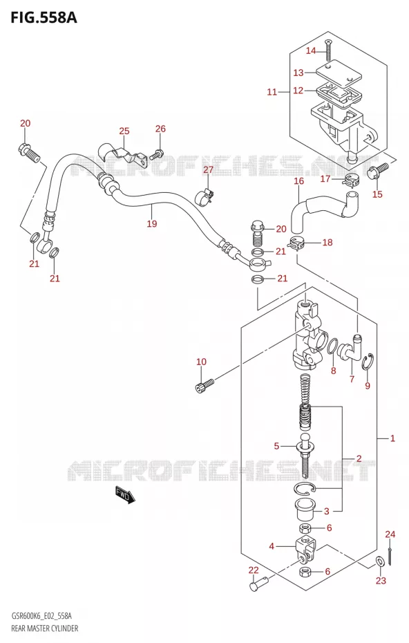MAITRE CYLINDRE DE FREIN ARRIERE00U) Suzuki MOTO 600 GSR 2006  GSR600K6(E19)