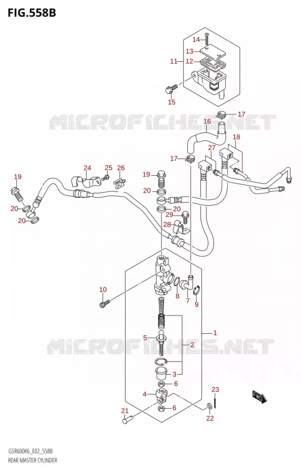 MAITRE CYLINDRE DE FREIN ARRIERE600UA) Suzuki MOTO 600 GSR 2006  GSR600K6(E19)