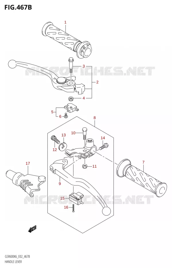 LEVIERS - POIGNEES Suzuki MOTO 600 GSR 2006  GSR600UK6(E19)