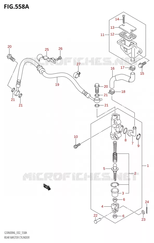 MAITRE CYLINDRE DE FREIN ARRIERE00U) Suzuki MOTO 600 GSR 2006  GSR600UK6(E19)