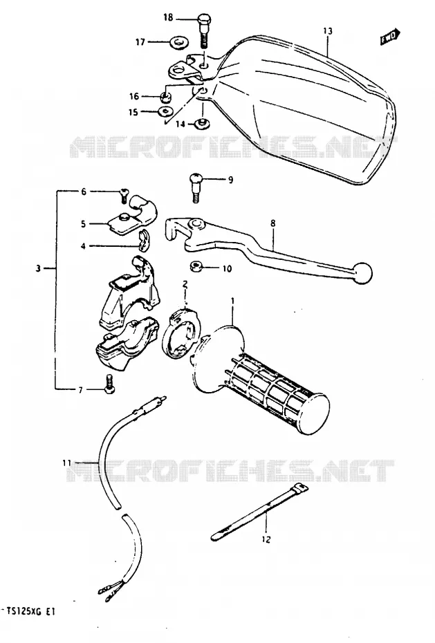 COMMODO DROIT (MODEL E E18 F.NO.106210- /​ MODEL F /​ G) Suzuki MOTO 125 TS-X 1986  TS125XG(E/F/G)