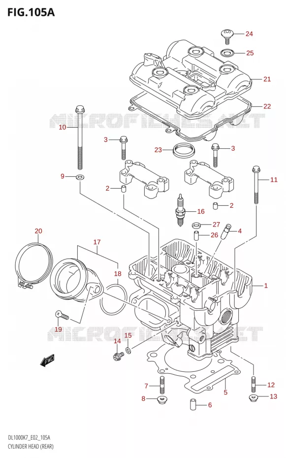 CULASSE HEAD (REAR) Suzuki MOTO 1000 V-STROM 2009  DL1000K9(E2)
