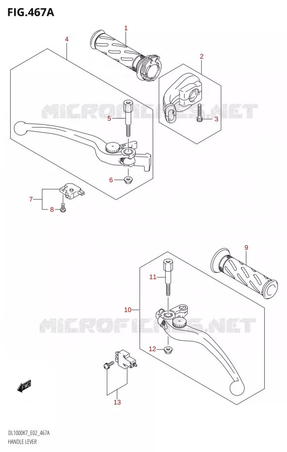 LEVIERS - POIGNEES Suzuki MOTO 1000 V-STROM 2009  DL1000 K9 (E02,E19,E24)
