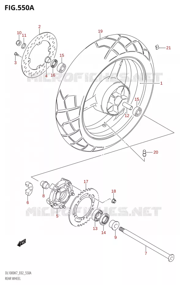 ROUE ARRIERE Suzuki MOTO 1000 V-STROM 2007  DL1000 K7 (E02,E19,E24,E37)