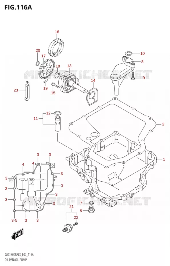 CARTER INFERIEUR - POMPE A HUILE Suzuki MOTO 1300 HAYABUSA 2013  GSX1300RA L3 (E02)