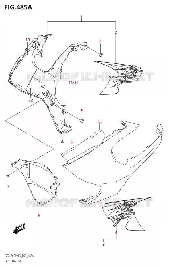 FLANCS DE CARENAGES Suzuki MOTO 1300 HAYABUSA 2013  GSX1300RA L3 (E02)