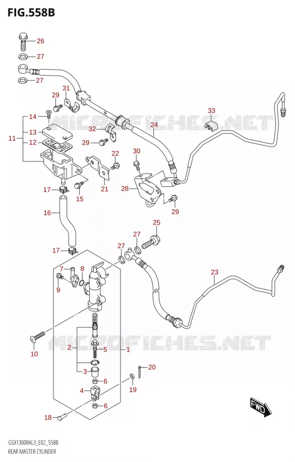 MAITRE CYLINDRE DE FREIN ARRIERE3:E19) Suzuki MOTO 1300 HAYABUSA 2013  GSX1300RA L3 (E19)