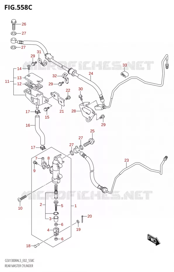MAITRE CYLINDRE DE FREIN ARRIERE:L3:E19) Suzuki MOTO 1300 HAYABUSA 2013  GSX1300RA L3 (E02)