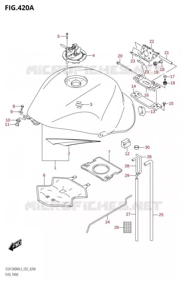 RESERVOIR D'ESSENCE:L3:E02) Suzuki MOTO 1300 HAYABUSA 2013  GSX1300RA L3 (E02)