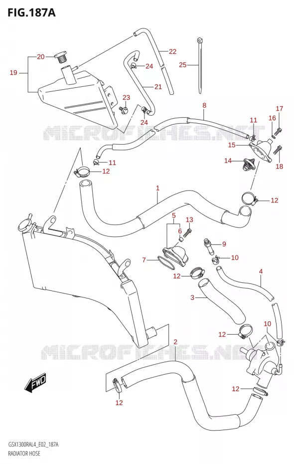 DURITES DE RADIATEUR - VASE D'EXPANSION Suzuki MOTO 1300 HAYABUSA 2014  GSX1300RAUF L4 (E19)