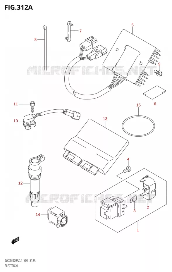 PARTIE ELECTRIQUE0RAZ:L4:E02) Suzuki MOTO 1300 HAYABUSA 2014  GSX1300RAZUF L4 (E19)