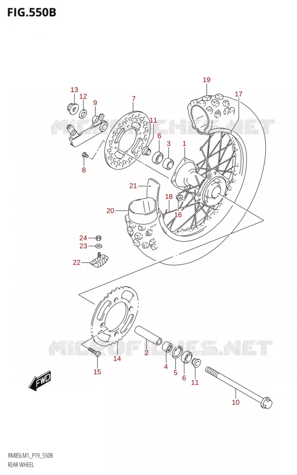 ROUE ARRIERE Suzuki MOTO 85 RM 2021  RM85L M1 (E19)