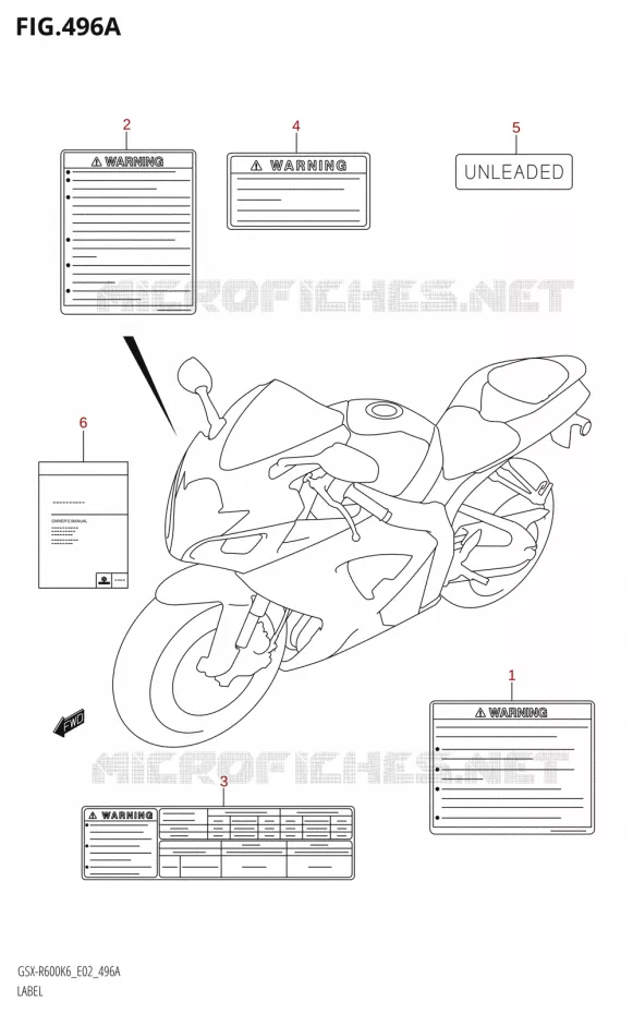 ETIQUETTE Suzuki MOTO 600 GSX-R 2006  GSX-R600 K6 (E02,E19)