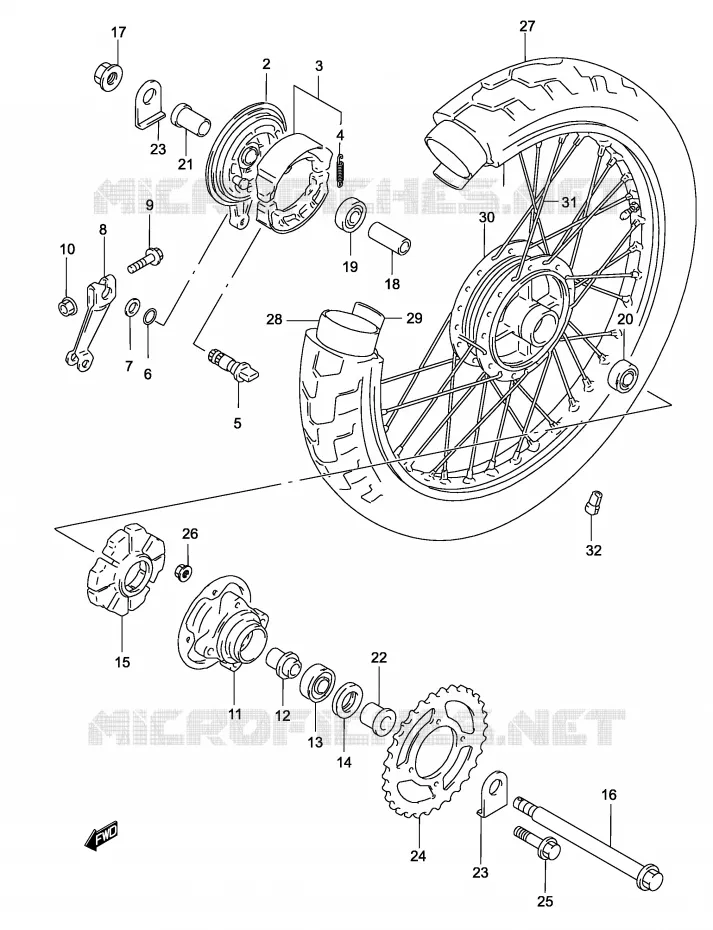 ROUE ARRIERE Suzuki MOTO 125 MARAUDER 2002  GZ125K2(P4)