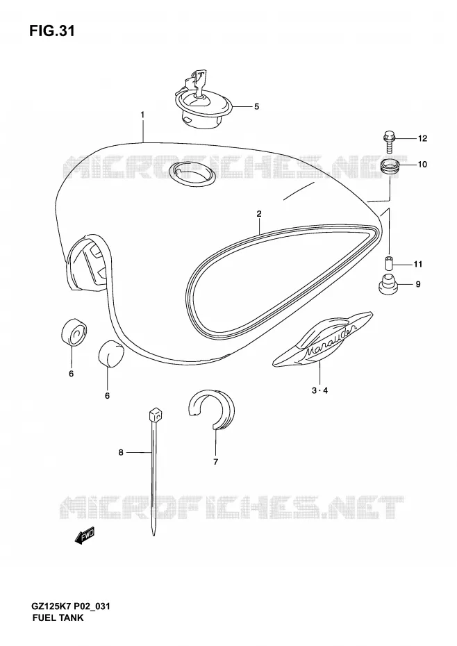 RESERVOIR ESS  (MODELE K3 /​ K4) Suzuki MOTO 125 MARAUDER 2003  GZ125K3(P02)