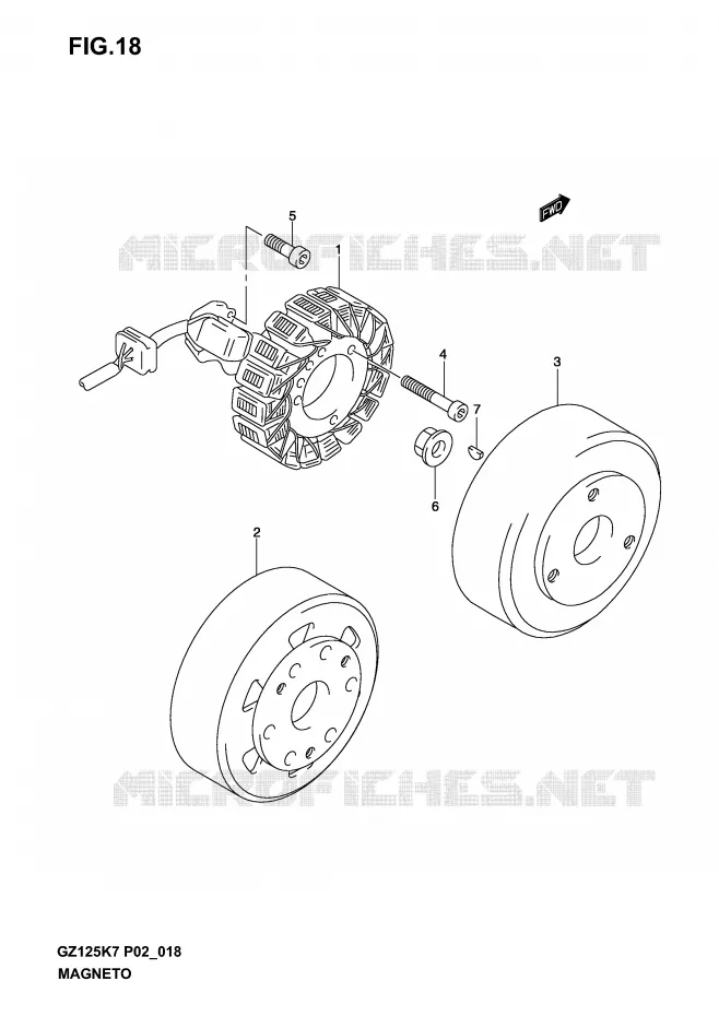 MAGNETO (MODEL K3 /​ K4 /​ K5 /​ K6) Suzuki MOTO 125 MARAUDER 2003  GZ125K3(P19)