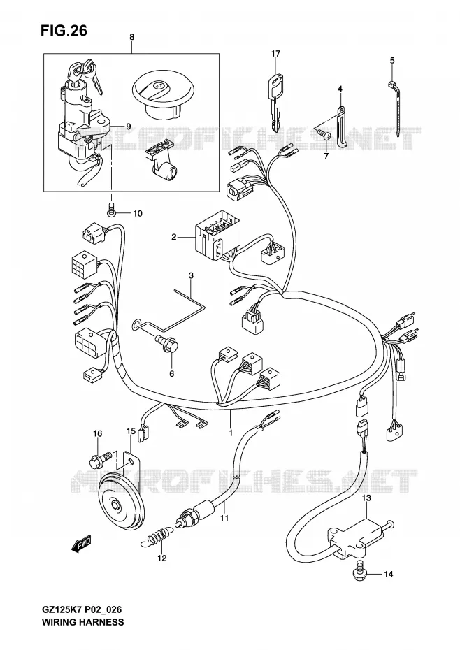 CABLAGE FAISCEAU (MODEL K3 /​ K4 /​ K5 /​ K6) Suzuki MOTO 125 MARAUDER 2003  GZ125K3(P19)