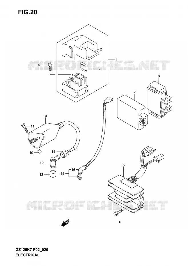 ELECTRIQUE (MODEL K3 /​ K4 /​ K5 /​ K6) Suzuki MOTO 125 MARAUDER 2003  GZ125K3(P19)