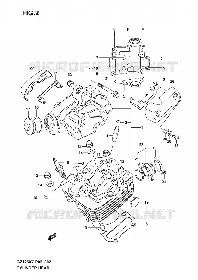 CULASSE (MODELE K3) Suzuki MOTO 125 MARAUDER 2003  GZ125K3(P02)