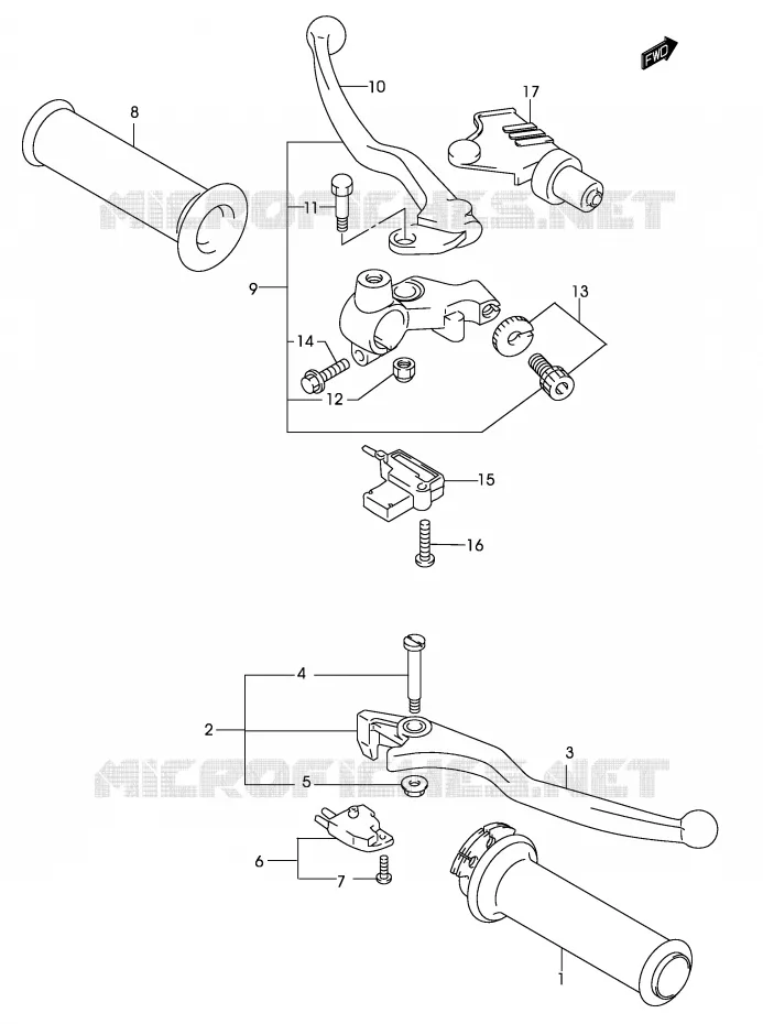 LEVIER POIGNEE (MODELE K3) Suzuki MOTO 125 MARAUDER 2003  GZ125UK3(P19)