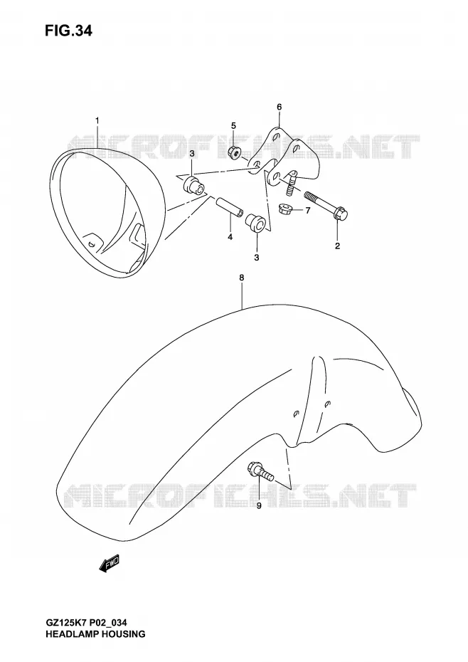 BOL DE PHARE Suzuki MOTO 125 MARAUDER 2004  GZ125K4(P02,P19)