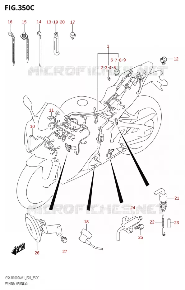 FAISCEAU ELECTRIQUER1000RA,GSX-R1000RZA) Suzuki MOTO 1000 GSX-R 2021  GSX-R1000RA M1 /​ GSX-R1000RZA M1 ( E76 ECE2 E17,22,39 )