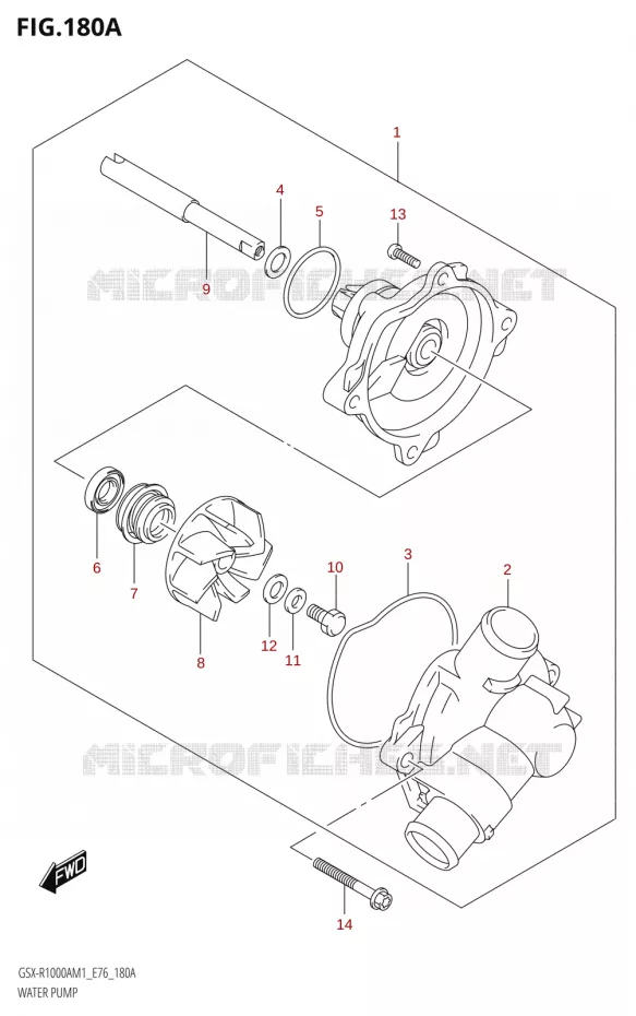 POMPE A EAU Suzuki MOTO 1000 GSX-R 2021  GSX-R1000RA M1 /​ GSX-R1000RZA M1 ( E76 ECE2 E17,22,39 )