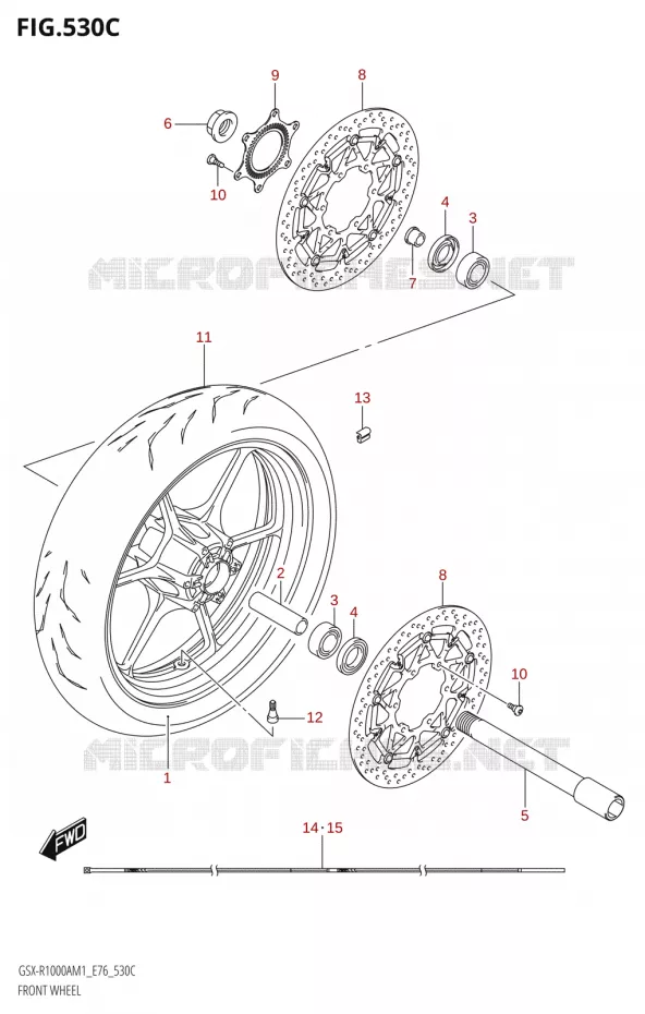ROUE AVANT (GSX-R1000RA) Suzuki MOTO 1000 GSX-R 2021  GSX-R1000RA M1 /​ GSX-R1000RZA M1 ( E76 ECE2 E17,22,39 )