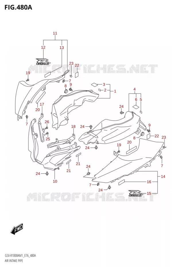 PRISE D AIR (GSX-R1000A) Suzuki MOTO 1000 GSX-R 2021  GSX-R1000RA M1 /​ GSX-R1000RZA M1 ( E76 ECE2 E17,22,39 )
