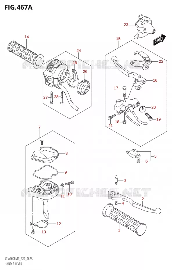 LEVIERS - POIGNEES Suzuki QUAD 400 KINGQUAD 2021  LT-A400F M1 (P24)
