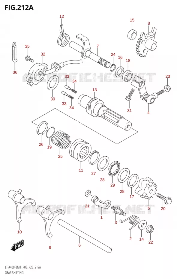 ENSEMBLE DE SELECTION DE VITESSES Suzuki QUAD 400 KINGQUAD 2021  LT-A400FZ M1 (P03)