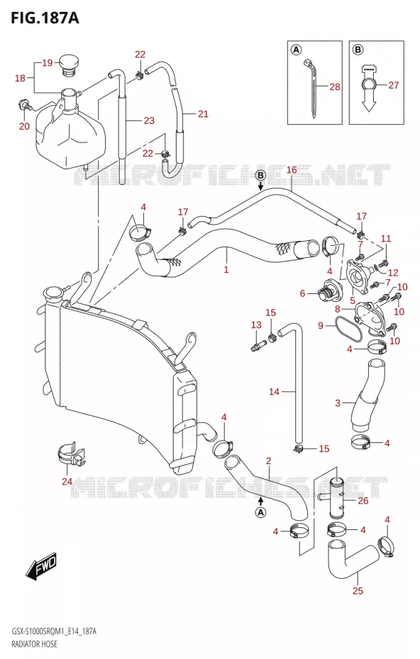 DURITES DE RADIATEUR - VASE D'EXPANSION Suzuki MOTO 1000 KATANA 2021  GSX-S1000SRQ M1 (E14)