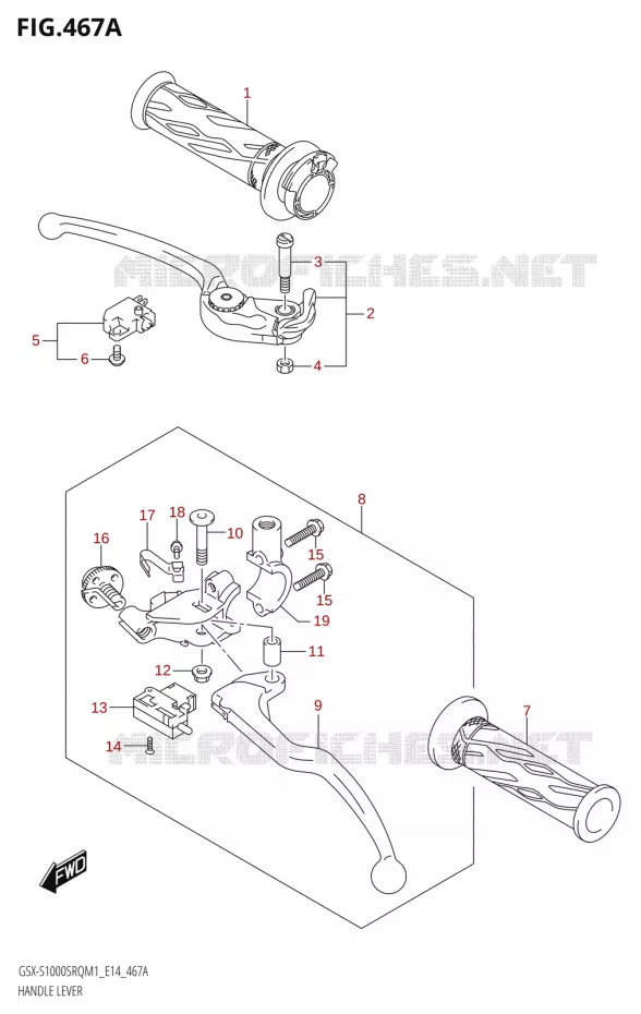 LEVIERS - POIGNEES Suzuki MOTO 1000 KATANA 2021  GSX-S1000SRQ M1 (E14)