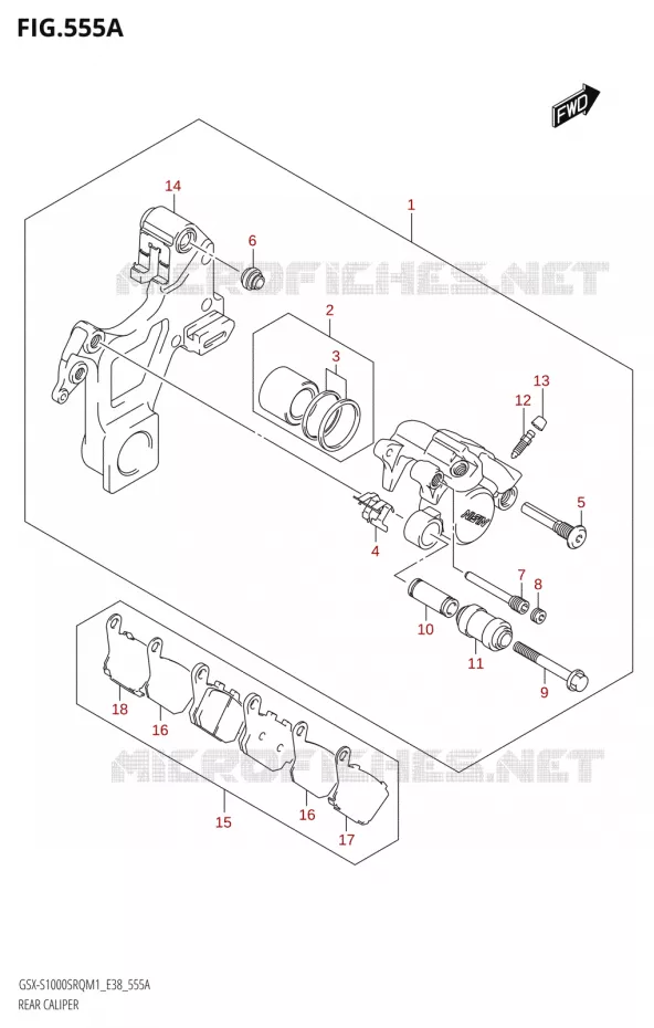 ETRIER DE FREIN ARRIERE Suzuki MOTO 1000 KATANA 2021  GSX-S1000SRQ M1 (E38)