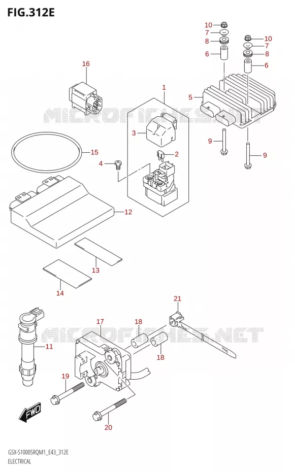 PARTIE ELECTRIQUE Suzuki MOTO 1000 KATANA 2021  GSX-S1000SRQ M1 (E43)