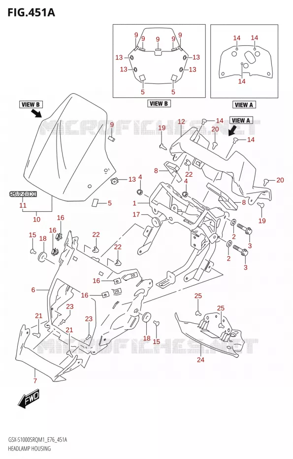 ENTOURAGE DE PHARE Suzuki MOTO 1000 KATANA 2021  GSX-S1000SRQ M1 (E76 ECE2 E17,22,39)