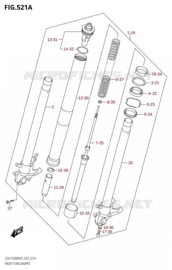 FOURCHE Suzuki MOTO 1000 GSX-S 2021  GSX-S1000A M1 /​ GSX-S1000AZ M1 (E43)