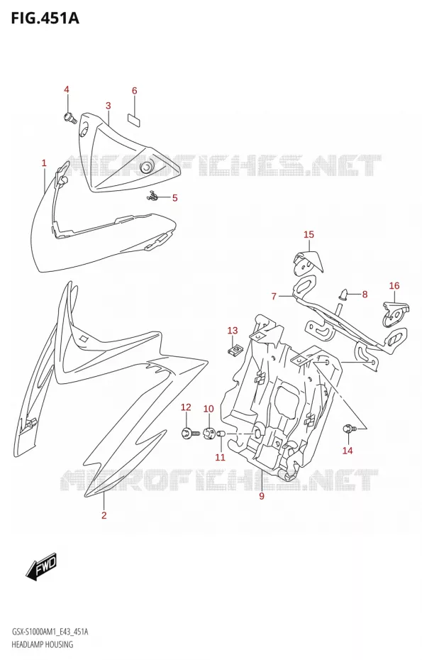 ENTOURAGE DE PHARE Suzuki MOTO 1000 GSX-S 2021  GSX-S1000A M1 /​ GSX-S1000AZ M1 (E43)