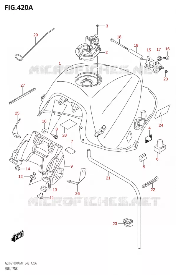 RESERVOIR D'ESSENCE Suzuki MOTO 1000 GSX-S 2021  GSX-S1000A M1 /​ GSX-S1000AZ M1 (E43)