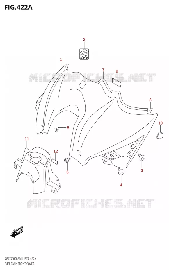 COUVRE RESERVOIR Suzuki MOTO 1000 GSX-S 2021  GSX-S1000A M1 /​ GSX-S1000AZ M1 (E43)