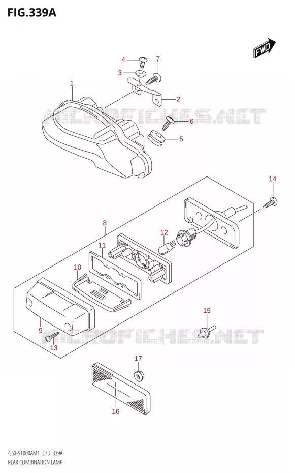 ENSEMBLE FEU ARRIERE Suzuki MOTO 1000 GSX-S 2021  GSX-S1000A M1 /​ GSX-S1000AZ M1 (E73)