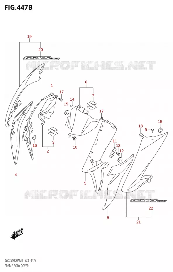 CARENAGES COVER (GSX-S1000A) Suzuki MOTO 1000 GSX-S 2021  GSX-S1000A M1 /​ GSX-S1000AZ M1 (E73)