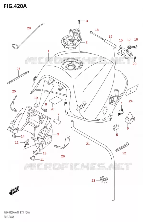 RESERVOIR D'ESSENCE1000A) Suzuki MOTO 1000 GSX-S 2021  GSX-S1000A M1 /​ GSX-S1000AZ M1 (E73)
