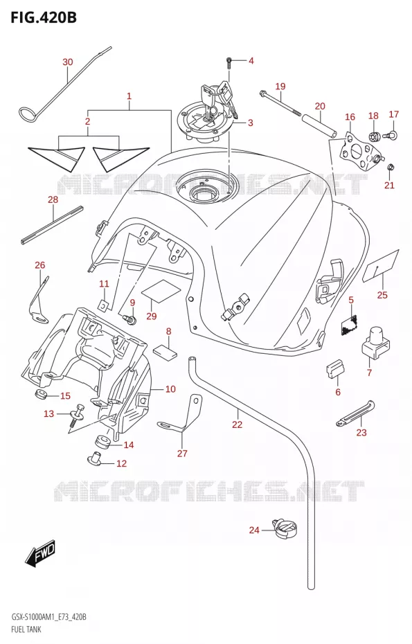 RESERVOIR D'ESSENCE1000AZ) Suzuki MOTO 1000 GSX-S 2021  GSX-S1000A M1 /​ GSX-S1000AZ M1 (E73)