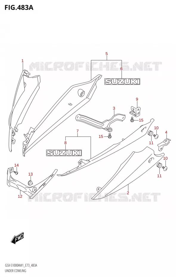 CARENAGES INFERIEUR (FLANCS)GSX-S1000A) Suzuki MOTO 1000 GSX-S 2021  GSX-S1000A M1 /​ GSX-S1000AZ M1 (E73)